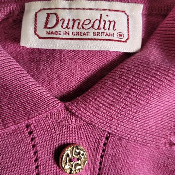 Vintage 80s Dunedin Purple Lambswool Collared Sweater Large Kitschy Grannycore - Picture 6 of 10